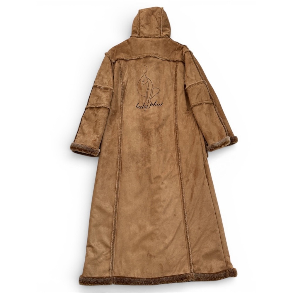 Vintage BABY PHAT Faux Suede/Fur Trench Coat Jacket Y2K - Women's L/XL